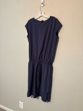 Albion Navy Drawstring Waist Midi Dress